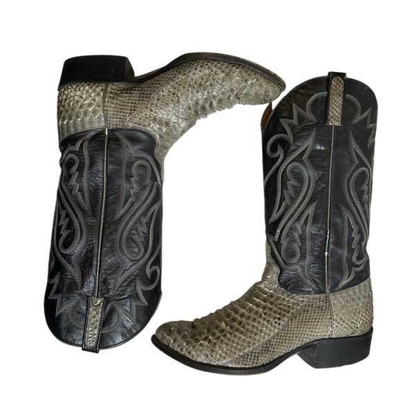 J Chisholm Snakeskin Leather Python Cowboy Boots Men\'s Sz 10 EE Leather Lined main image 11
